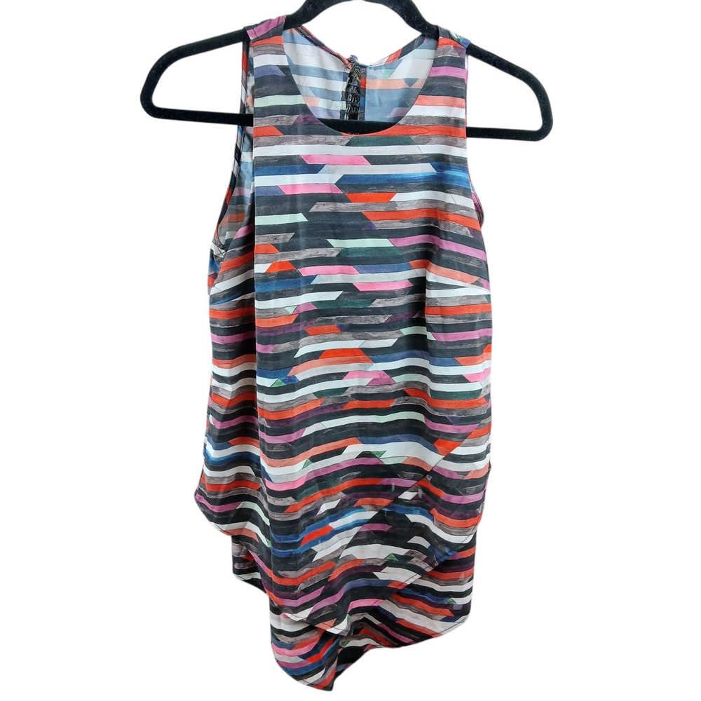 Hunter Bell Assymetrical Multicolor Striped Sleevelss Top Size 4 Fly Away Back